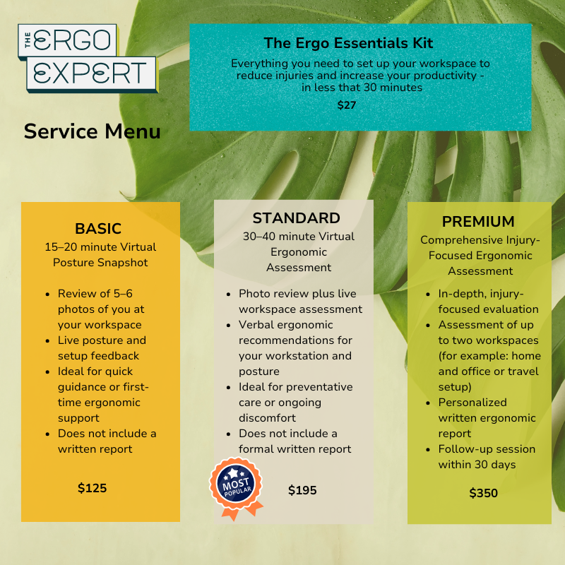 ergo expert service menu